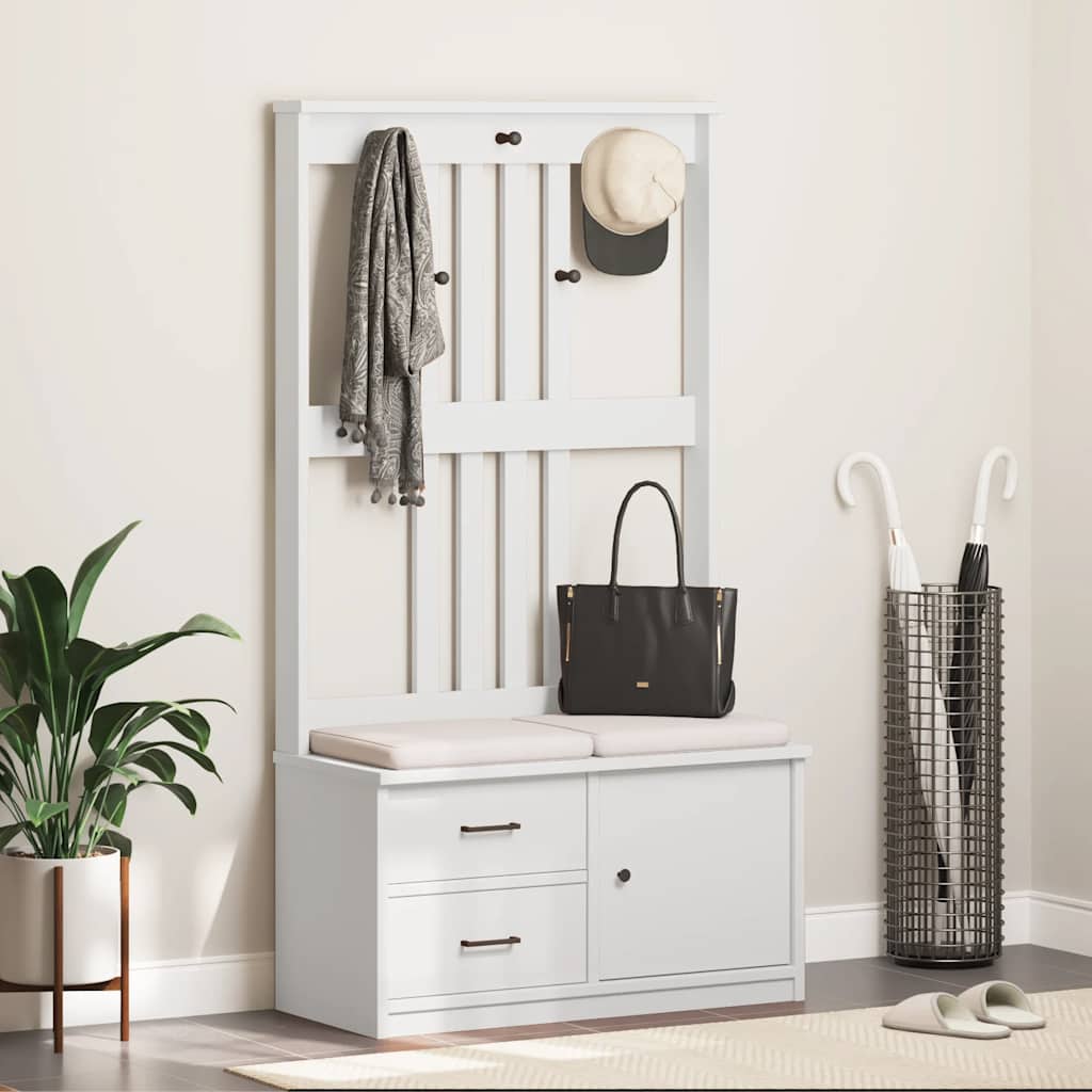 Hall træ SANDNES 87x40x159,5 cm massivt fyrretræ hvid