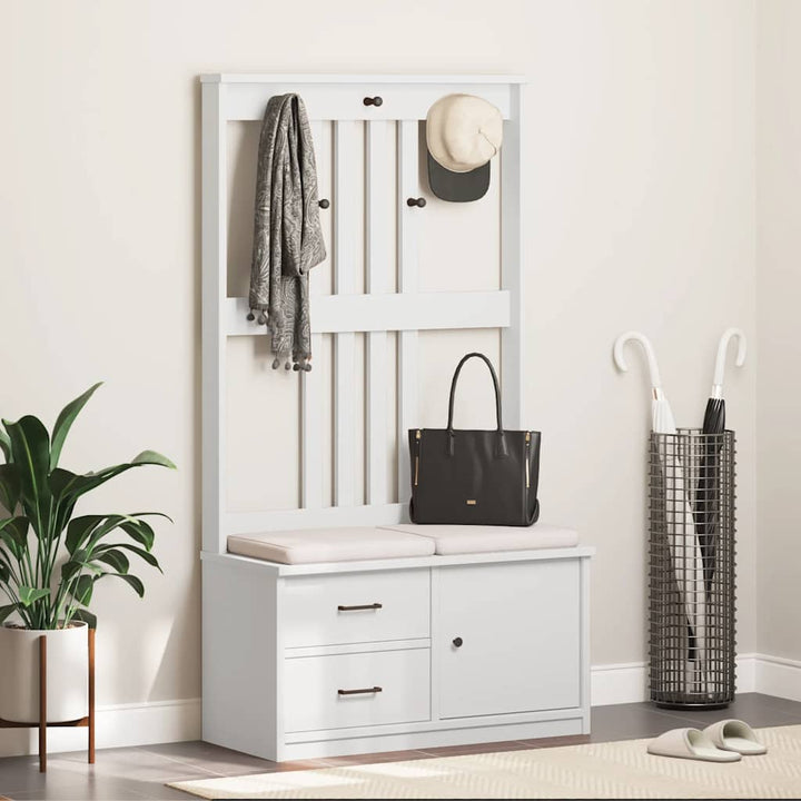 Hall træ SANDNES 87x40x159,5 cm massivt fyrretræ hvid