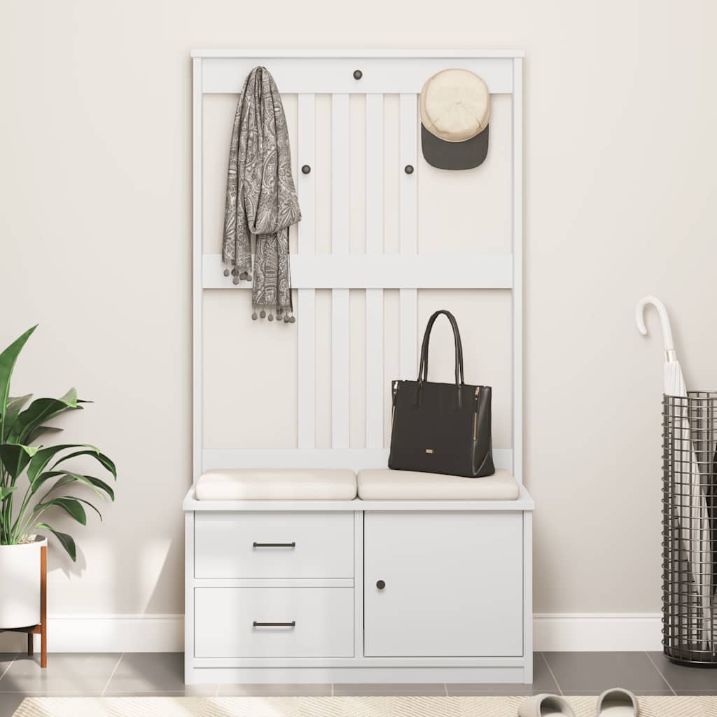 Hall træ SANDNES 87x40x159,5 cm massivt fyrretræ hvid