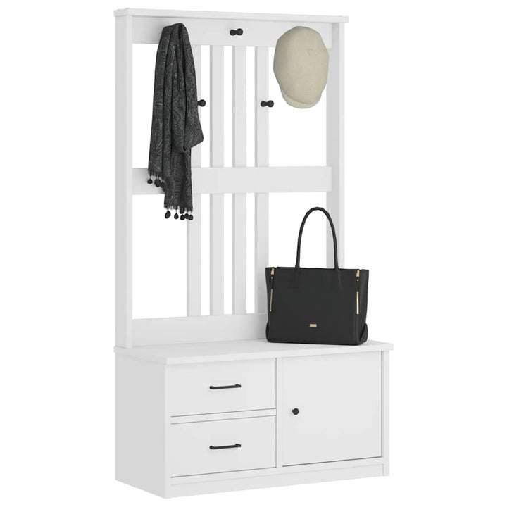 Hall træ SANDNES 87x40x159,5 cm massivt fyrretræ hvid
