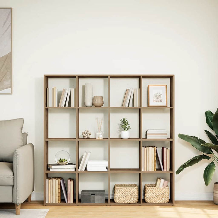 bogskab 102x29x143 cm konstrueret træ egetræslook