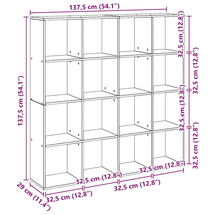 bogskab 102x29x143 cm konstrueret træ egetræslook