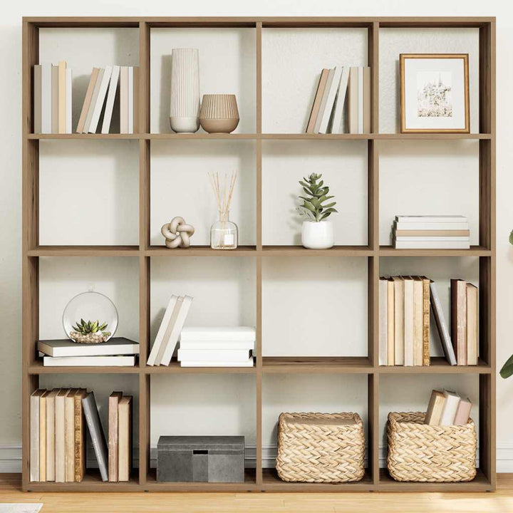 bogskab 102x29x143 cm konstrueret træ egetræslook
