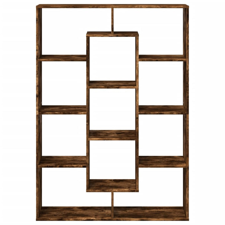 bogreol 102x29x143 cm konstrueret træ røget egetræ