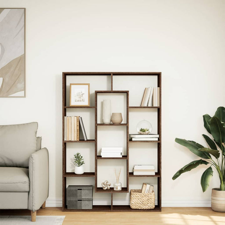 bogreol 102x29x143 cm konstrueret træ brun egetræ