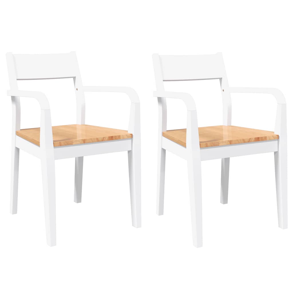 spisebordsstole 2 stk. massivt gummitræ hvid