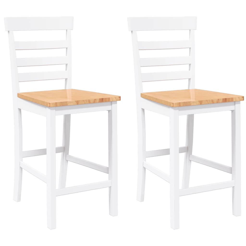 barstole 2 stk. massivt gummitræ hvid