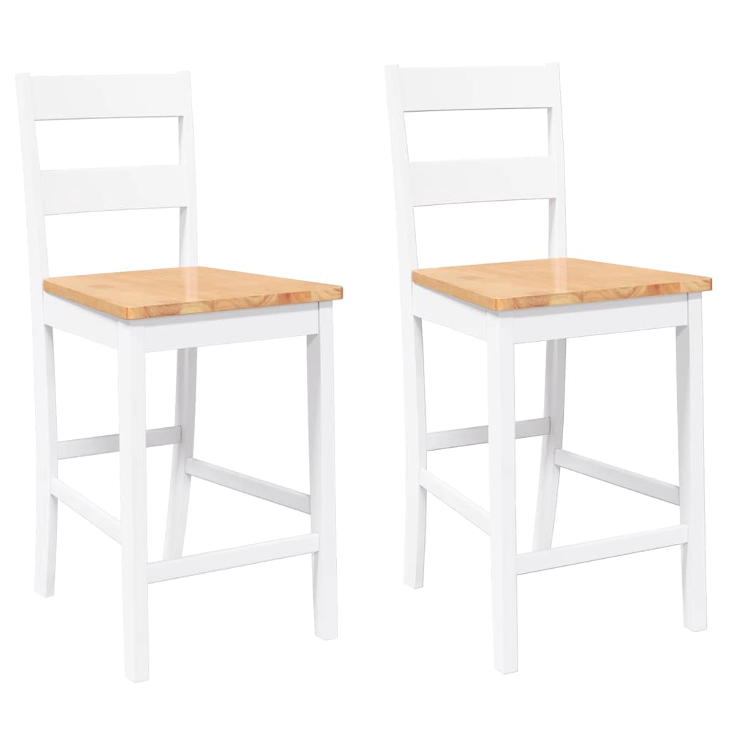 barstole 2 stk. massivt gummitræ hvid