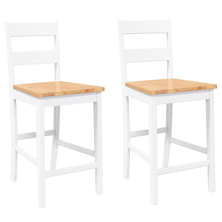 barstole 2 stk. massivt gummitræ hvid