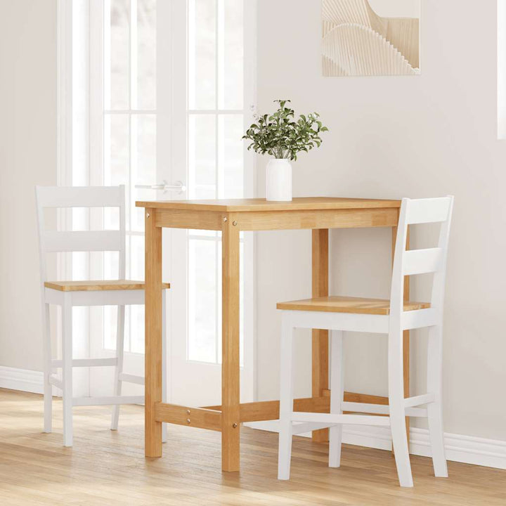 barstole 2 stk. massivt gummitræ hvid