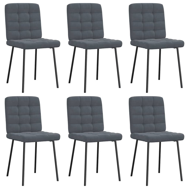 spisebordsstole 6 stk. velour mørkegrå