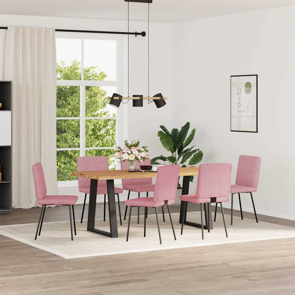 spisebordsstole 6 stk. velour lyserød