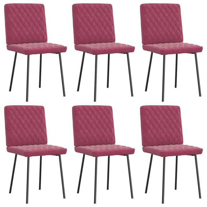 spisebordsstole 6 stk. velour vinrød