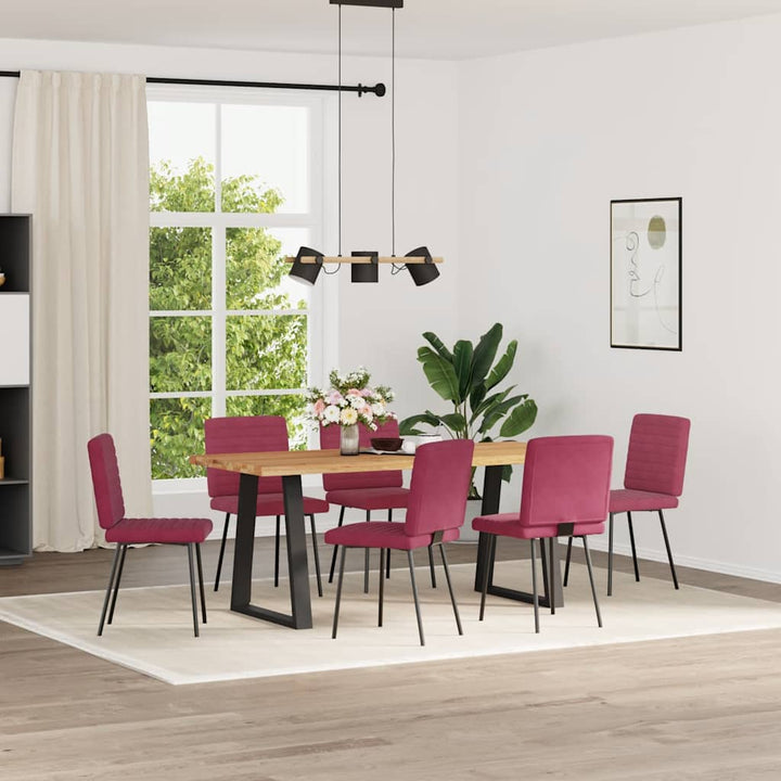 spisebordsstole 6 stk. velour vinrød