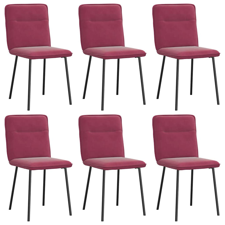 spisebordsstole 6 stk. velour vinrød