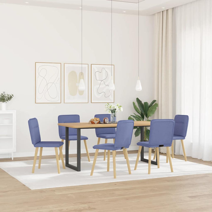 spisebordsstole 6 stk. Jeans blåt stof