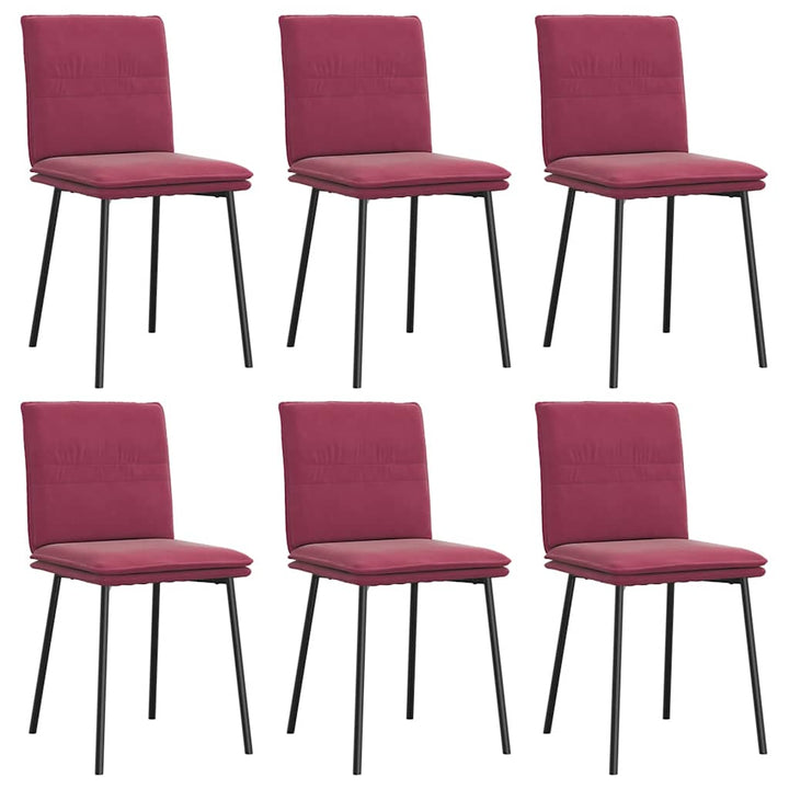 spisebordsstole 6 stk. velour vinrød