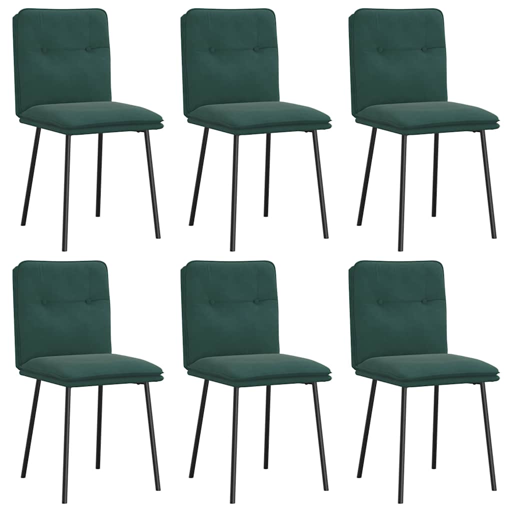 spisebordsstole 6 stk. velour mørkegrøn