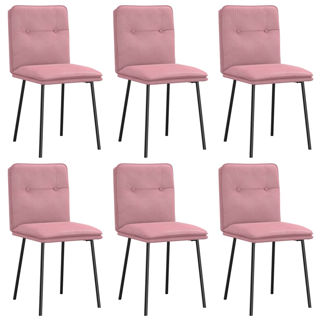 spisebordsstole 6 stk. velour lyserød