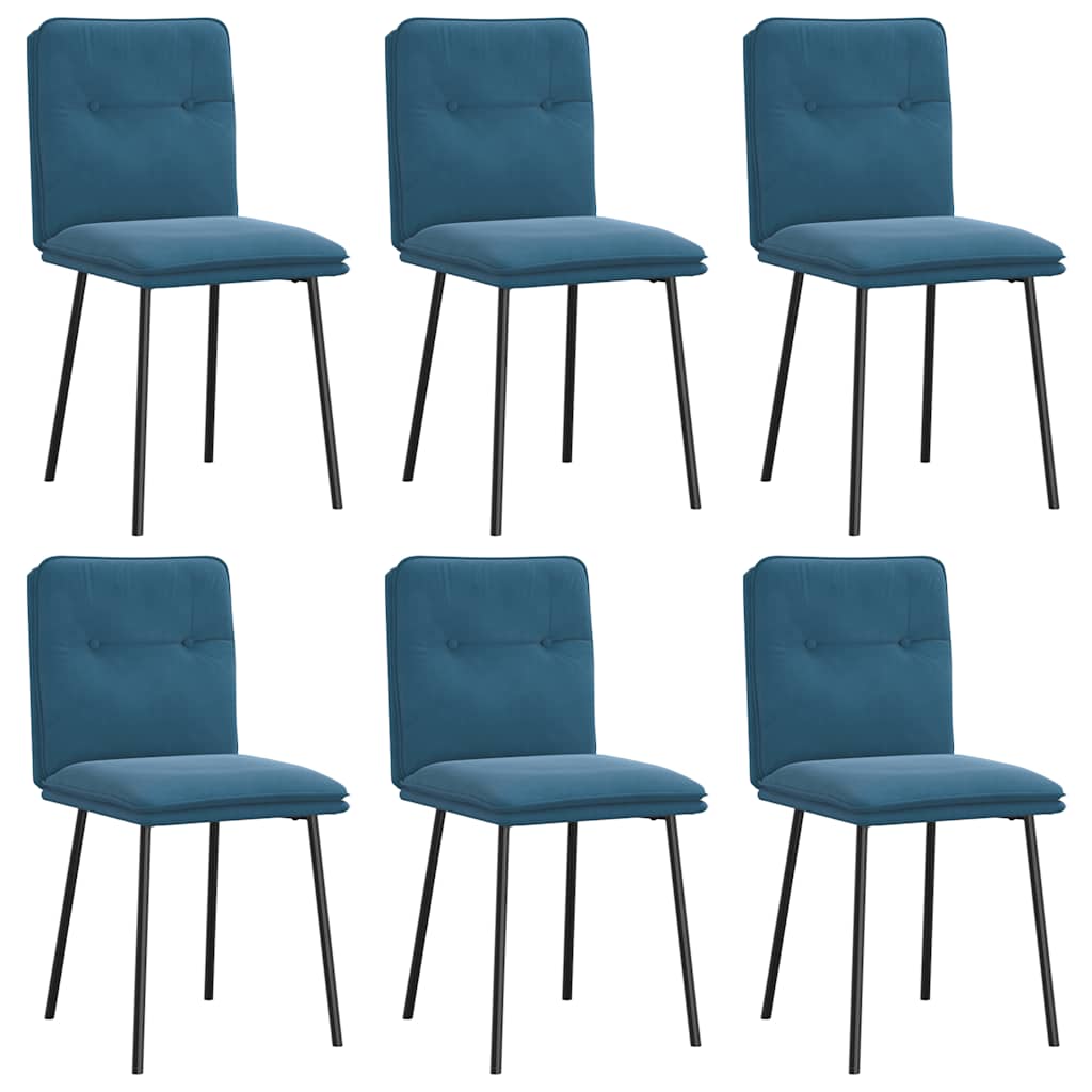 spisebordsstole 6 stk. velour blå