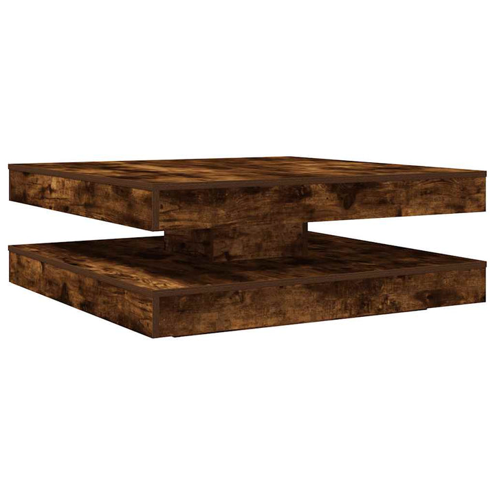 sofabord 360 grader drejeligt 90x90x34,5 cm røget egetræsfarve