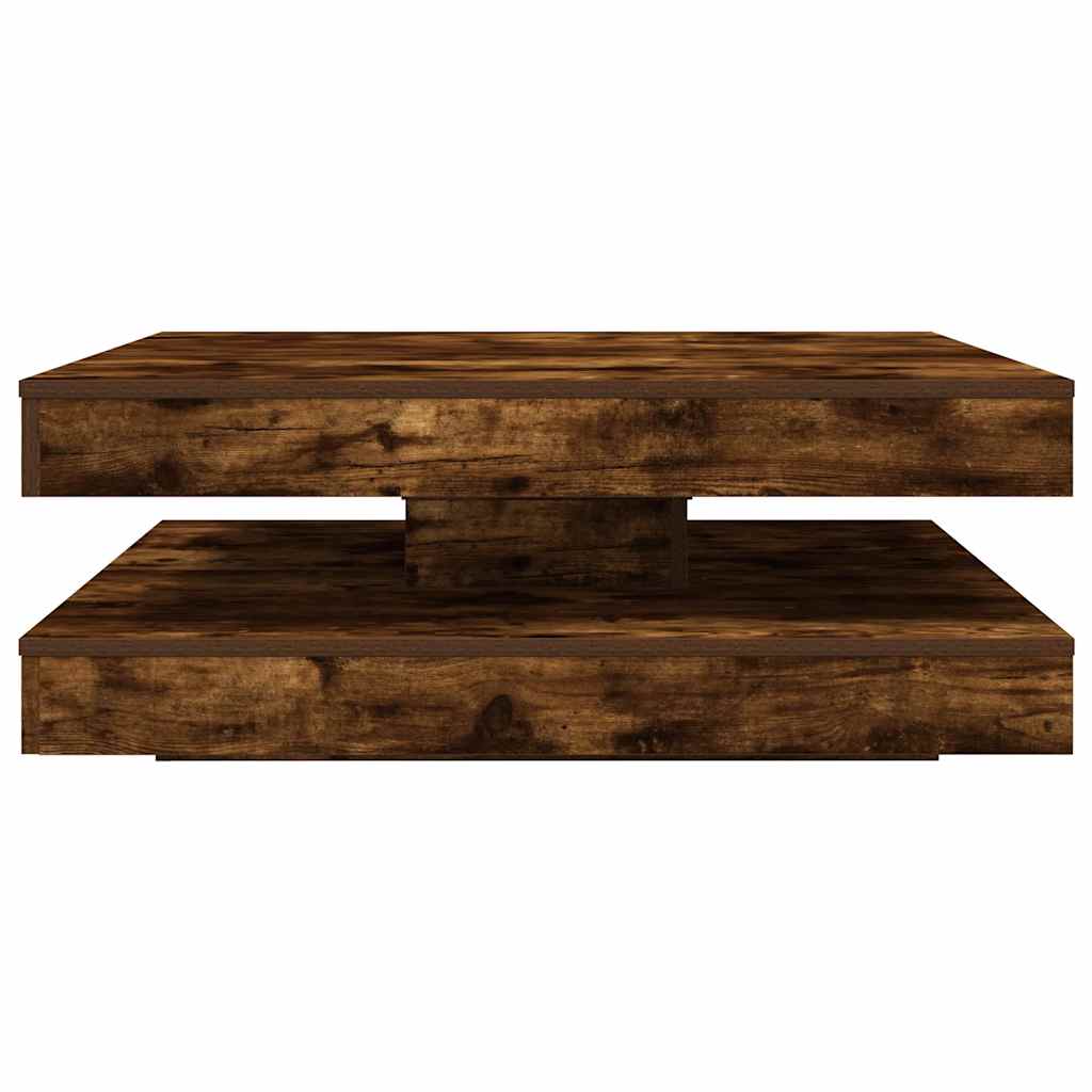 sofabord 360 grader drejeligt 90x90x34,5 cm røget egetræsfarve