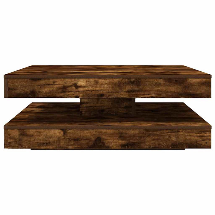 sofabord 360 grader drejeligt 90x90x34,5 cm røget egetræsfarve