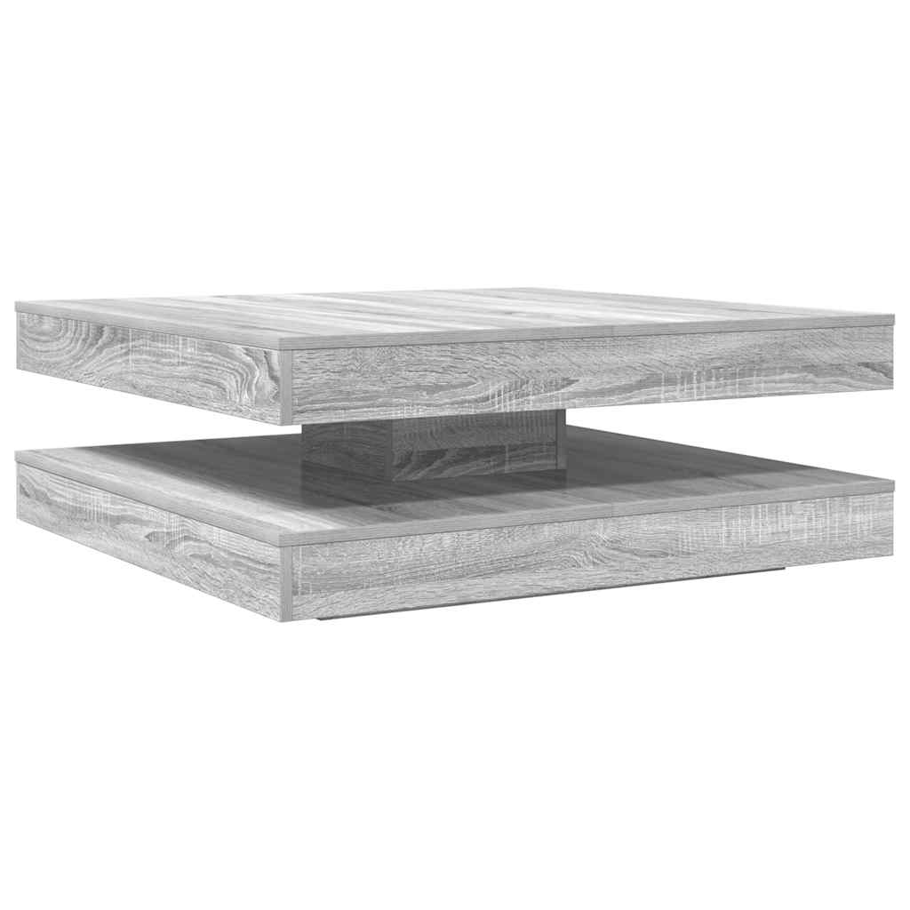 sofabord 360 grader drejeligt 90x90x34,5 cm grå sonoma-eg