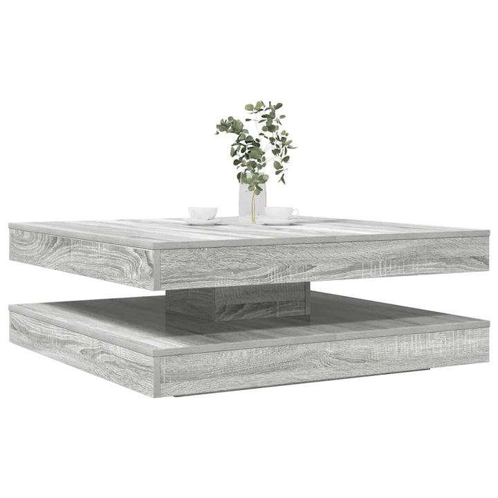 sofabord 360 grader drejeligt 90x90x34,5 cm grå sonoma-eg
