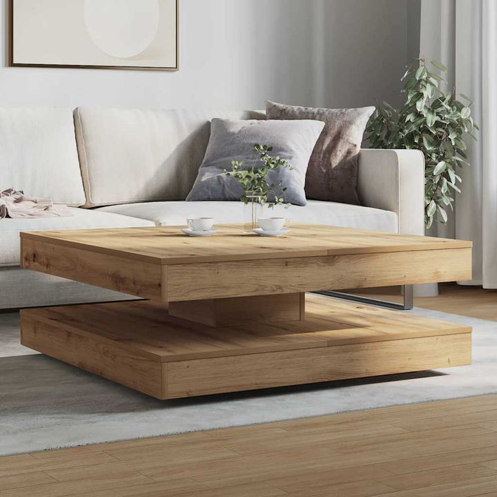 sofabord 360 grader drejeligt 90x90x34,5 cm kunsteg