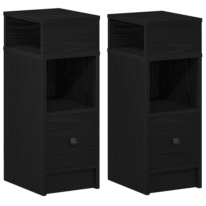 sengeborde 2 stk. med skuffe 25x31x66 cm sort