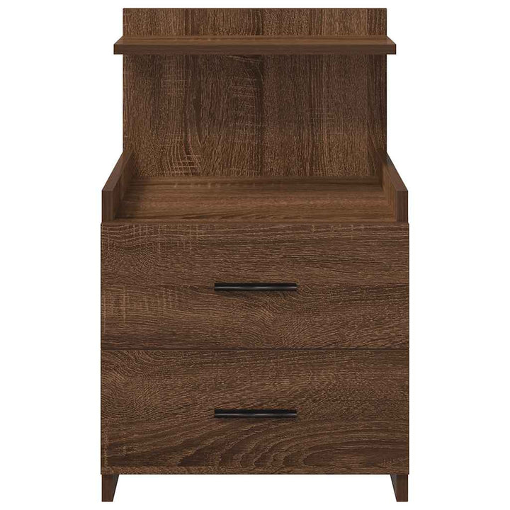 sengeborde 2 stk. med 2 skuffer brun eg 40x36,5x62 cm