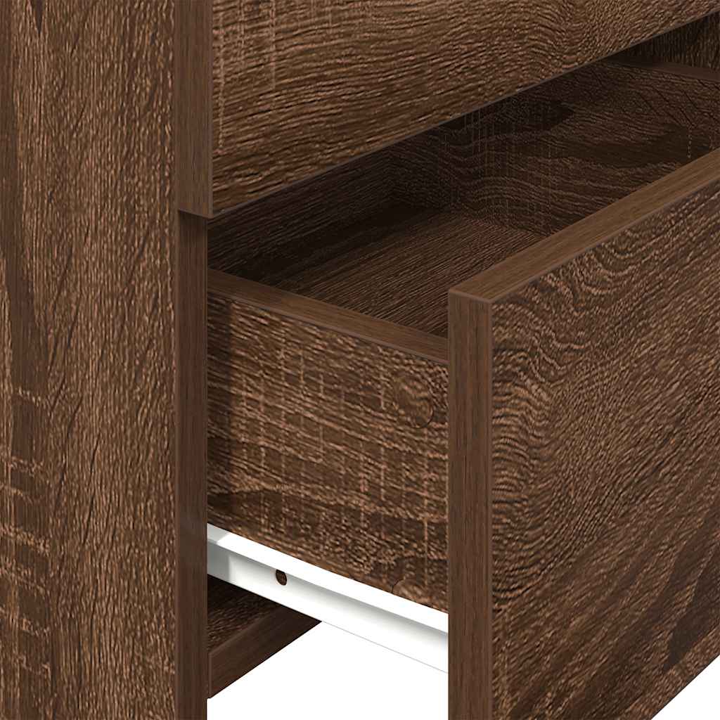 sengeborde 2 stk. med 2 skuffer brun eg 40x36,5x62 cm
