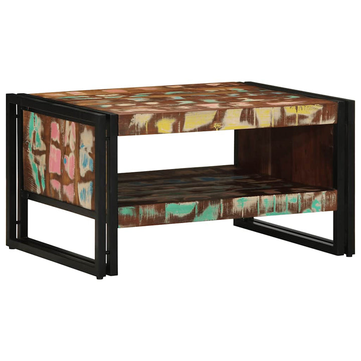 sofabord 70x50x38 cm massivt genbrugstræ flerfarvet