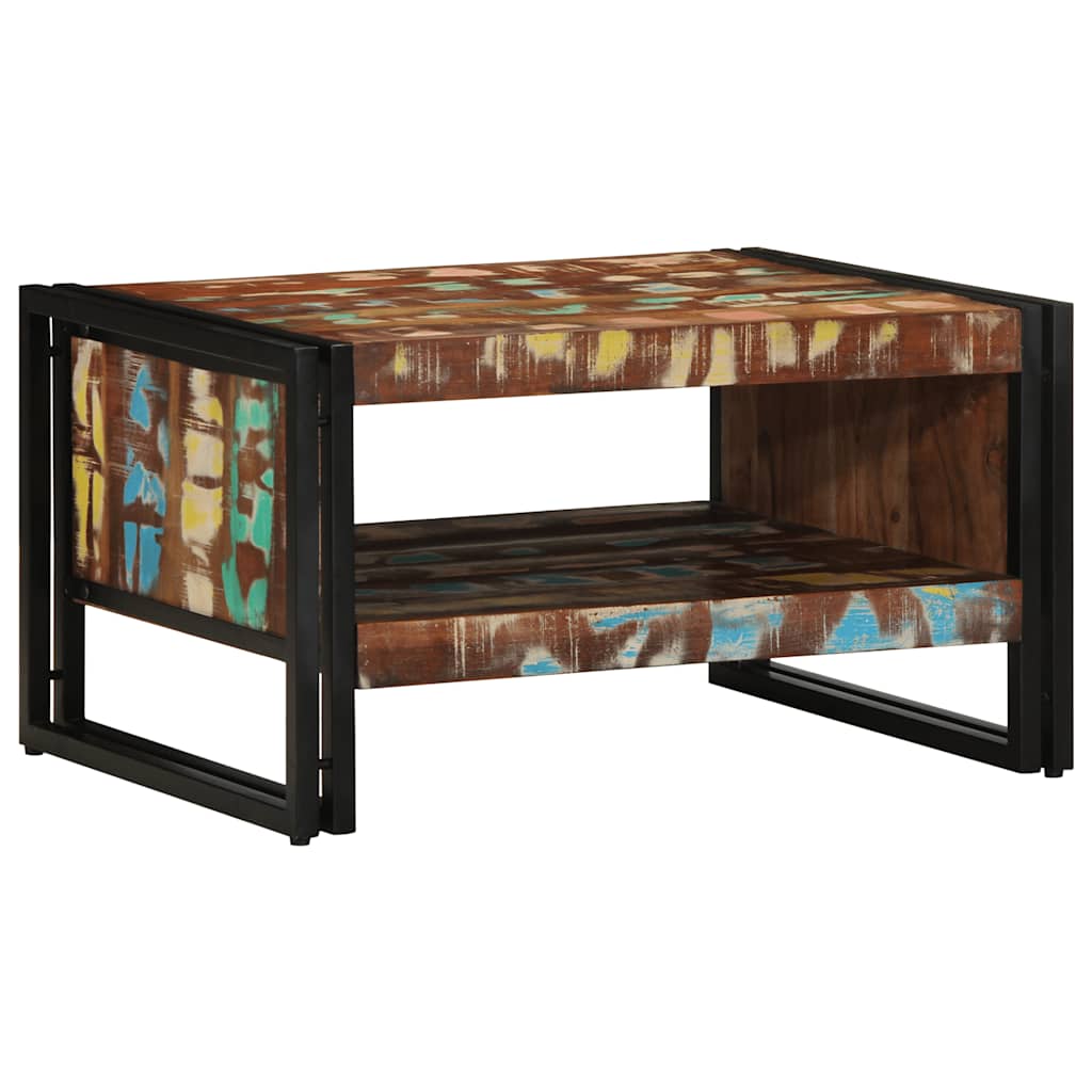 sofabord 70x50x38 cm massivt genbrugstræ flerfarvet