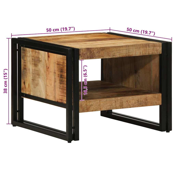 sofabord 50x50x38 cm massivt ru mangotræ