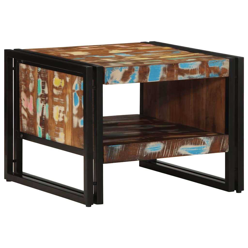 sofabord 50x50x38 cm massivt genbrugstræ flerfarvet