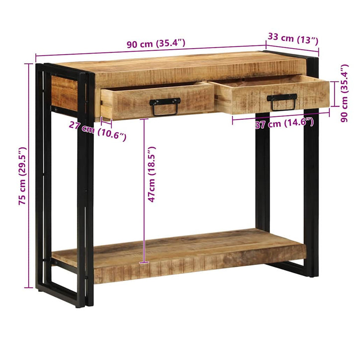 Konsolbord med skuffe Brun 90 x 33 x 75 cm Massivt mangotræ