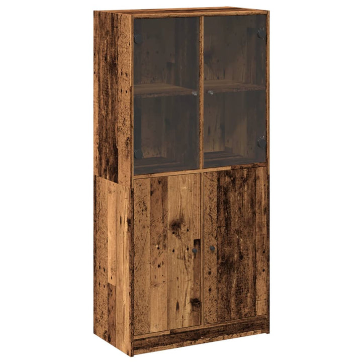 skab med låger 68x37x142 cm konstrueret træ gammelt træ-look