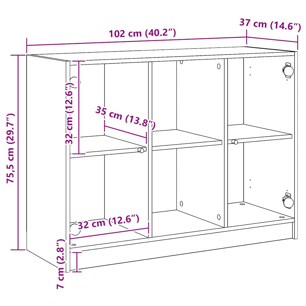 skænk 102x37x75,5 cm konstrueret træ kunsteg