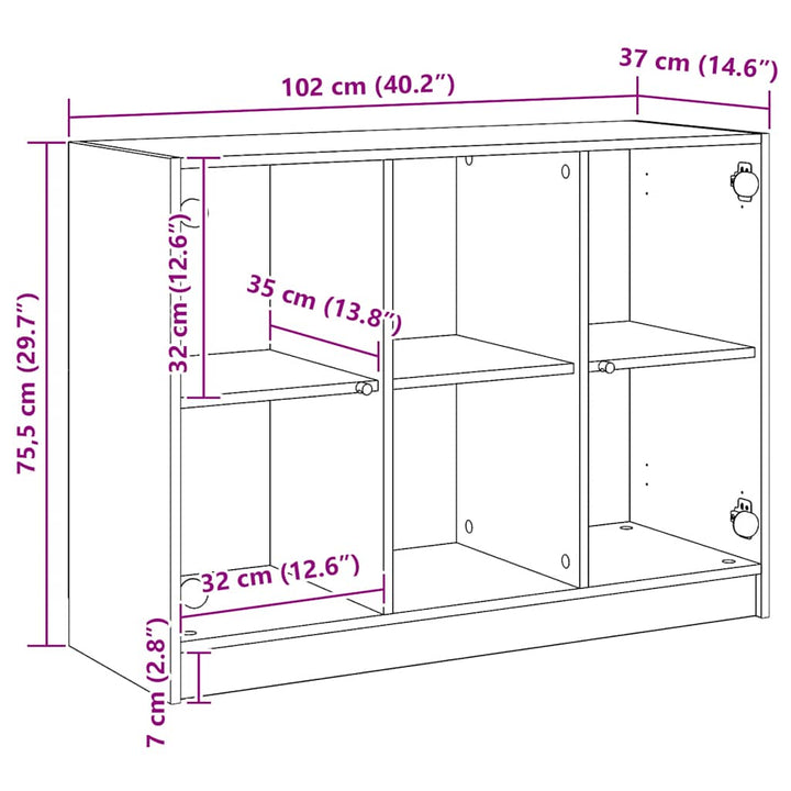 skænk 102x37x75,5 cm konstrueret træ kunsteg