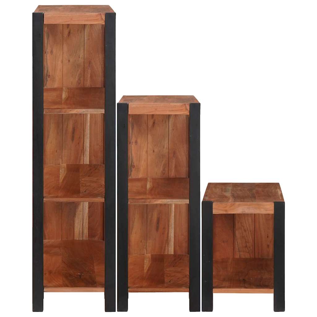 Bogreol 3 pcs Brun 80 x 30 x 110 cm Massivt akacietræ