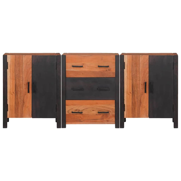 Sideboard 3 pcs Brun 55 x 30 x 75 cm Massivt akacietræ
