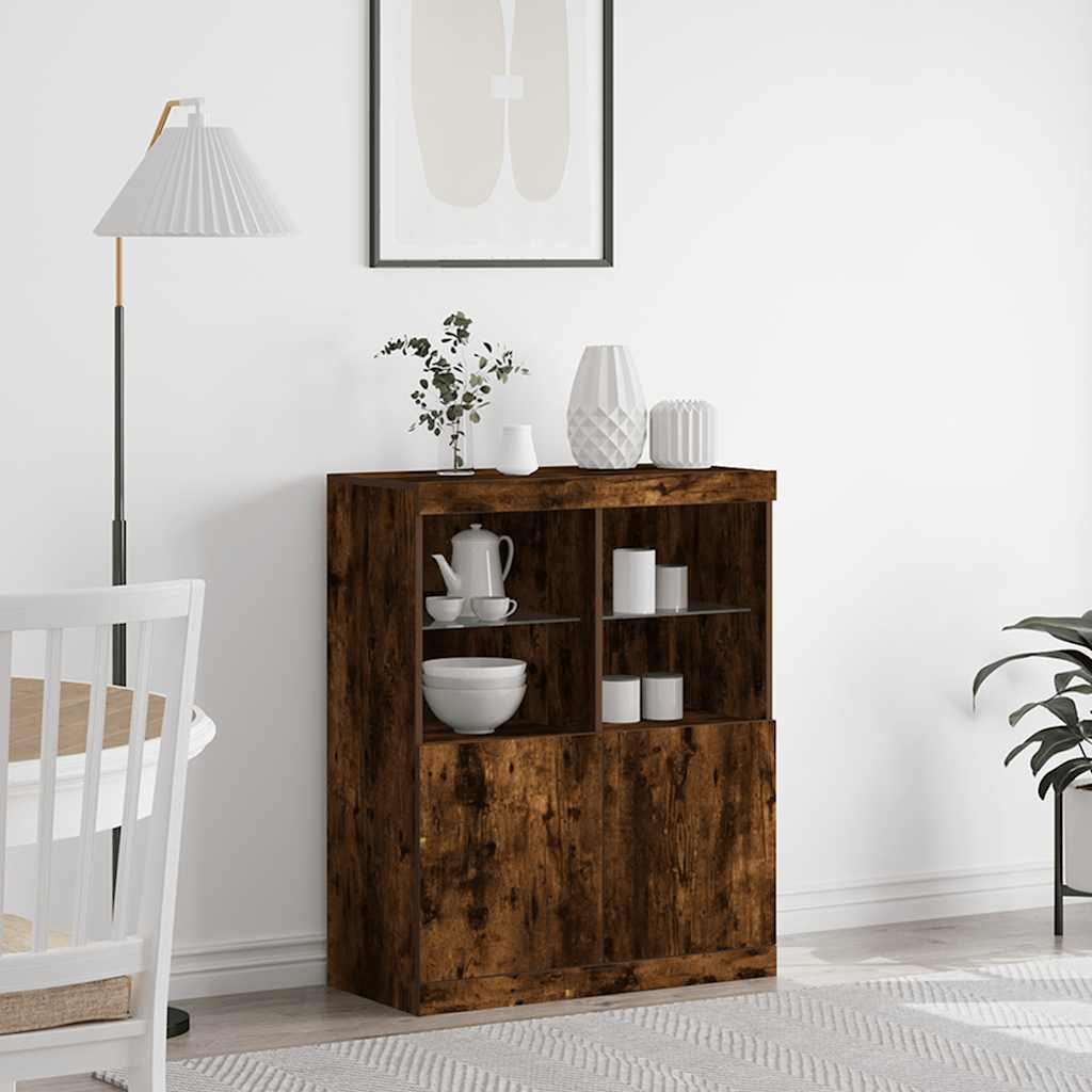 skænk 81x37x100 cm konstrueret træ røget egetræsfarve