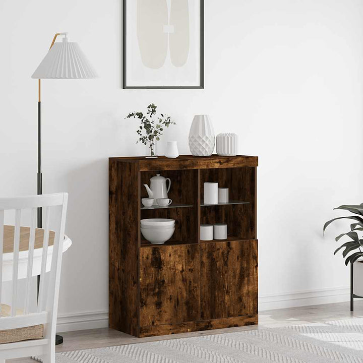 skænk 81x37x100 cm konstrueret træ røget egetræsfarve