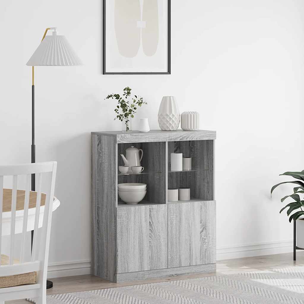 skænk 81x37x100 cm konstrueret træ grå sonoma-eg