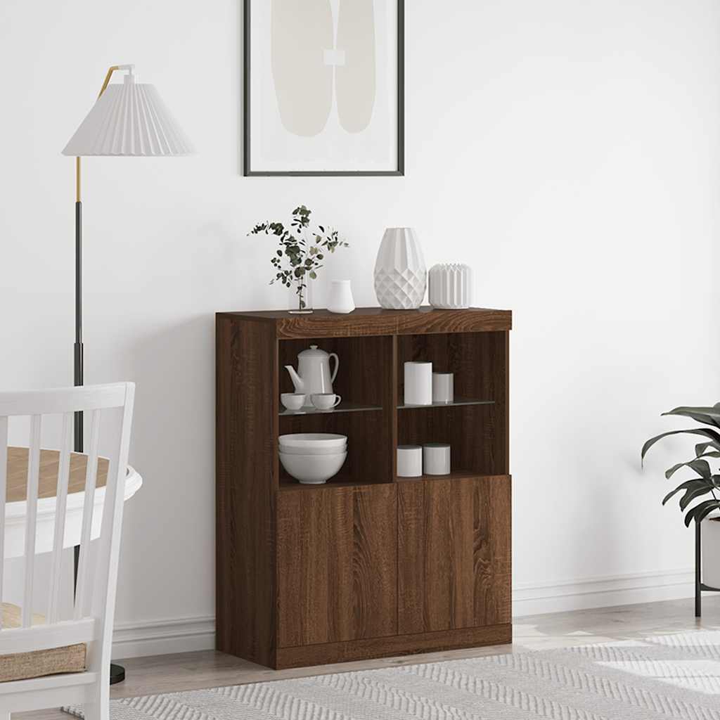 skænk 81x37x100 cm konstrueret træ brun egetræsfarve