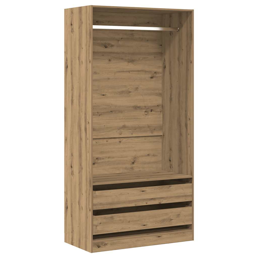 klædeskab 100x50x200 cm konstrueret træ egetræslook