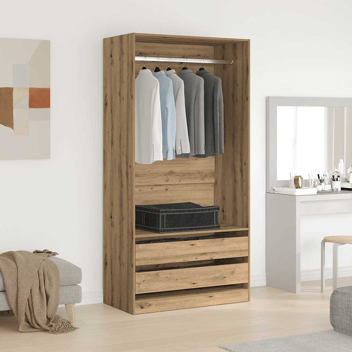 klædeskab 100x50x200 cm konstrueret træ egetræslook