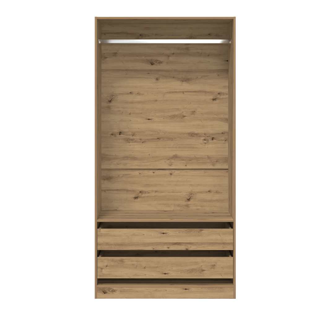 klædeskab 100x50x200 cm konstrueret træ egetræslook